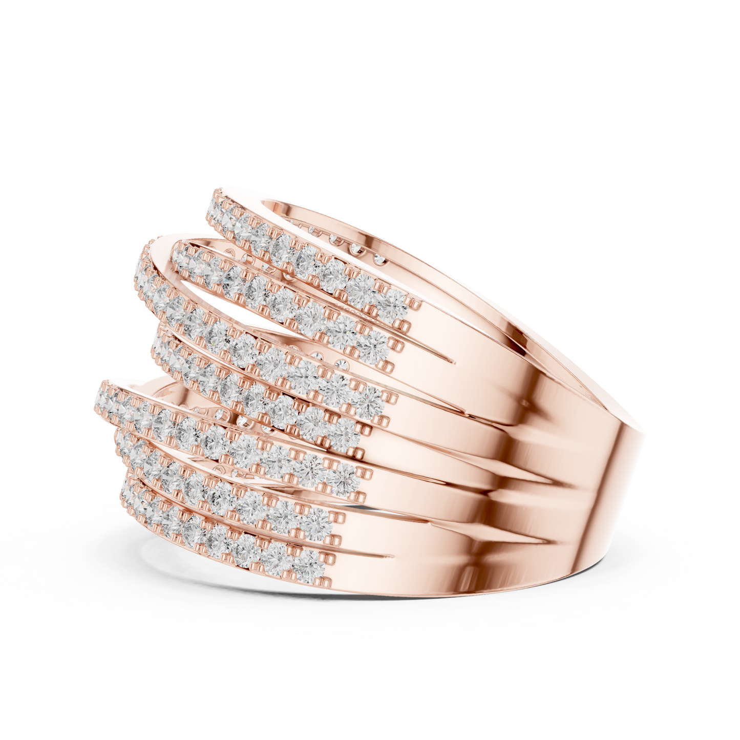 1.15ctw Luxury Round Diamond Multi-Row Criss-Cross Ring - Solid Gold
