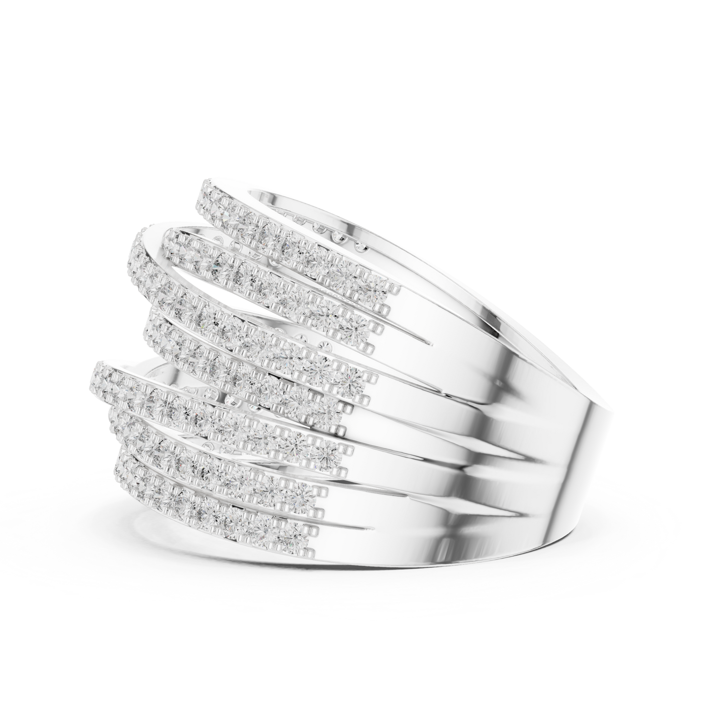 1.15ctw Luxury Round Diamond Multi-Row Criss-Cross Ring - Solid Gold