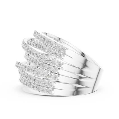 1.15ctw Luxury Round Diamond Multi-Row Criss-Cross Ring - Solid Gold