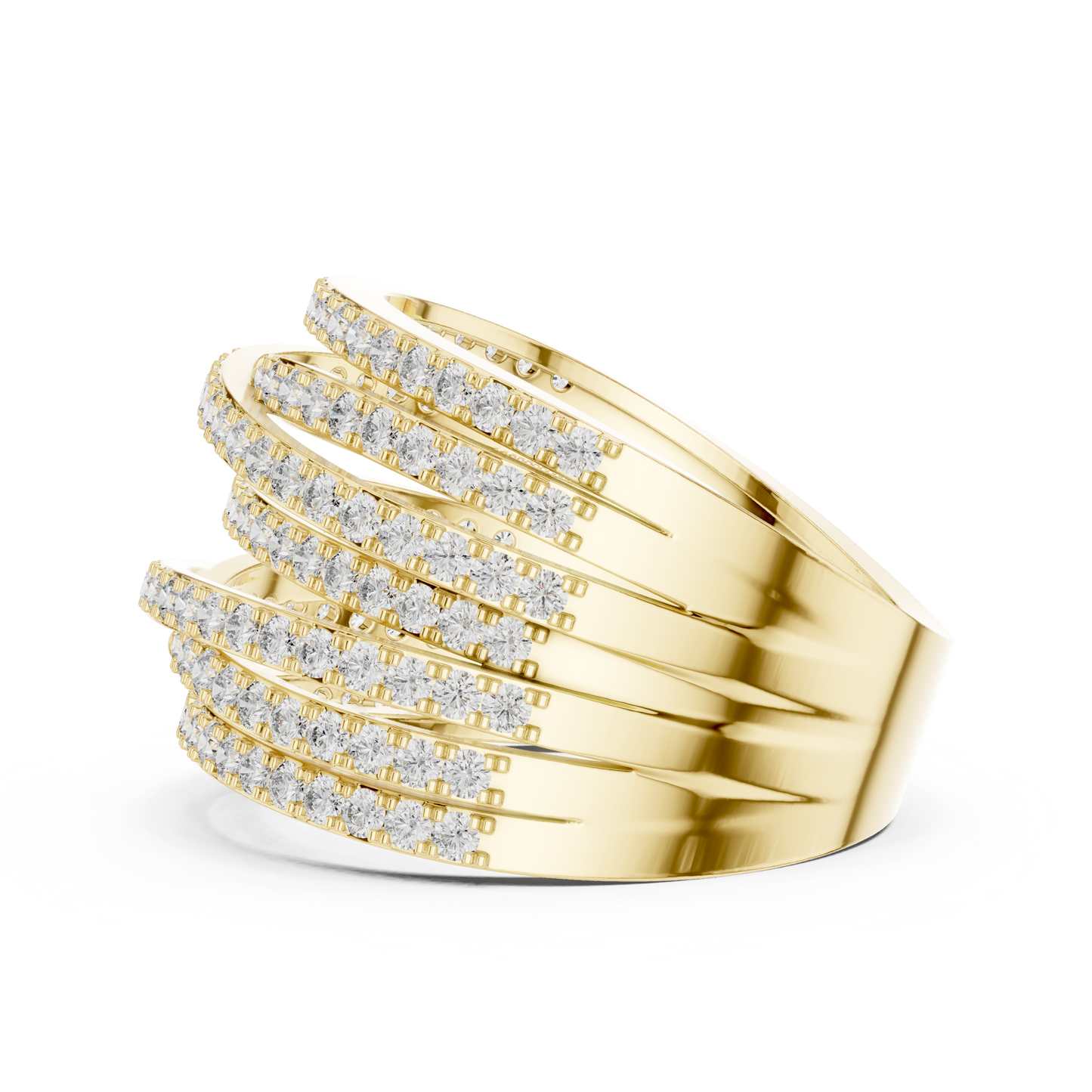 1.15ctw Luxury Round Diamond Multi-Row Criss-Cross Ring - Solid Gold