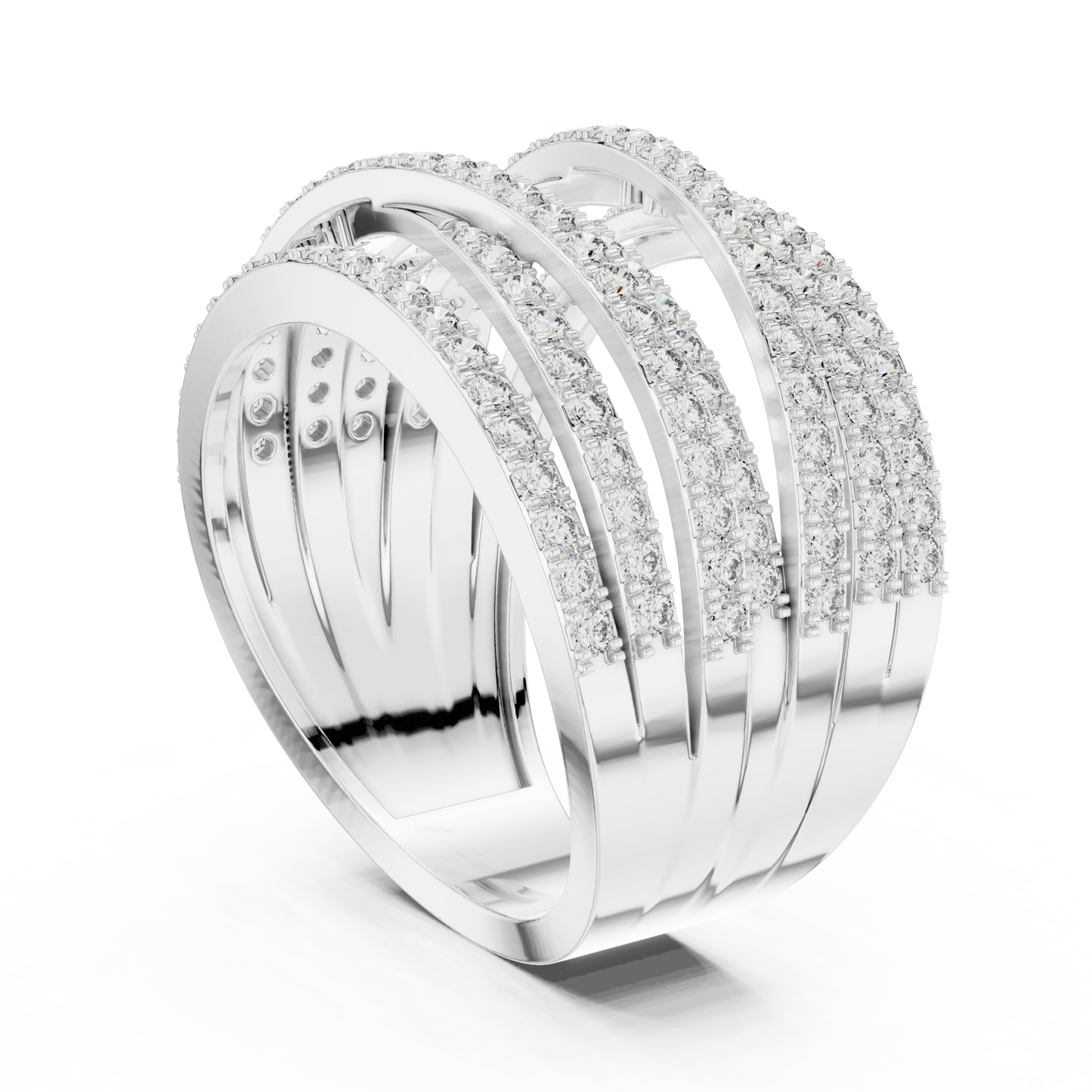 1.15ctw Luxury Round Diamond Multi-Row Criss-Cross Ring - Solid Gold