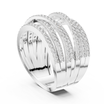 1.15ctw Luxury Round Diamond Multi-Row Criss-Cross Ring - Solid Gold