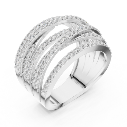 1.15ctw Luxury Round Diamond Multi-Row Criss-Cross Ring - Solid Gold