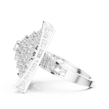 0.81ctw Yellow Gold Diamond Dome Statement Ring | Square Cocktail Ring