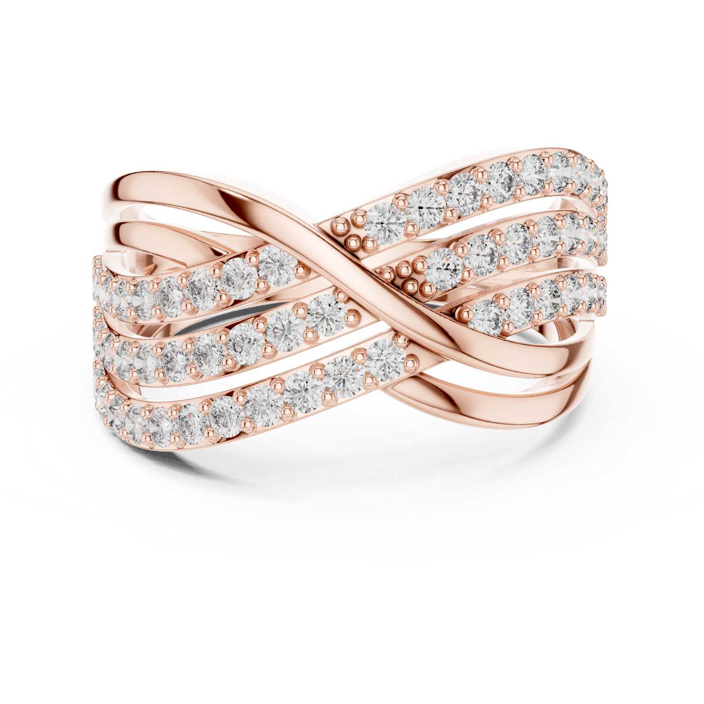 0.78ctw Round Diamond Multi-Row Infinity Criss-Cross Ring - Solid Gold