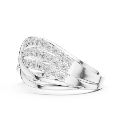 0.78ctw Round Diamond Multi-Row Infinity Criss-Cross Ring - Solid Gold
