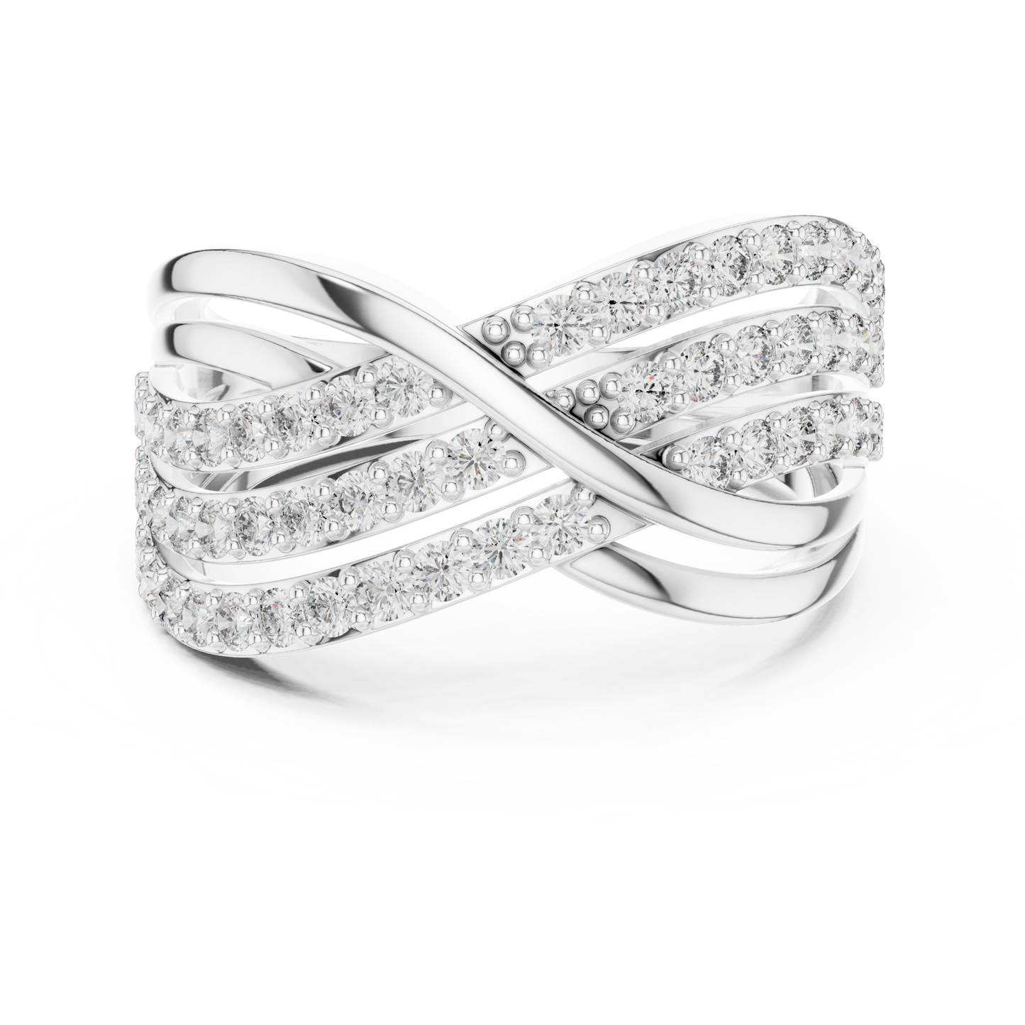 0.78ctw Round Diamond Multi-Row Infinity Criss-Cross Ring - Solid Gold