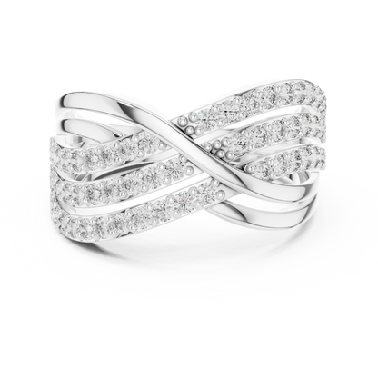0.78ctw Round Diamond Multi-Row Infinity Criss-Cross Ring - Solid Gold