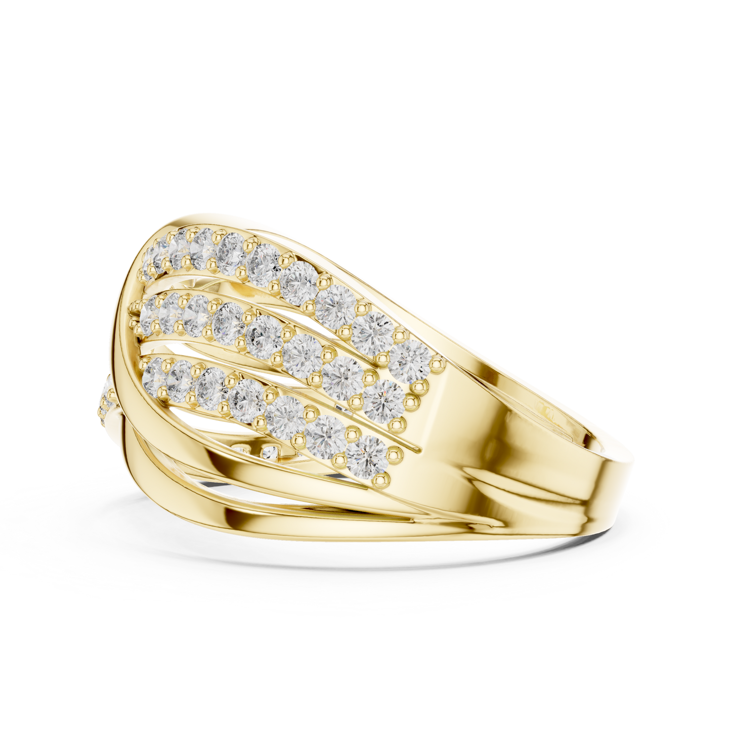 0.78ctw Round Diamond Multi-Row Infinity Criss-Cross Ring - Solid Gold