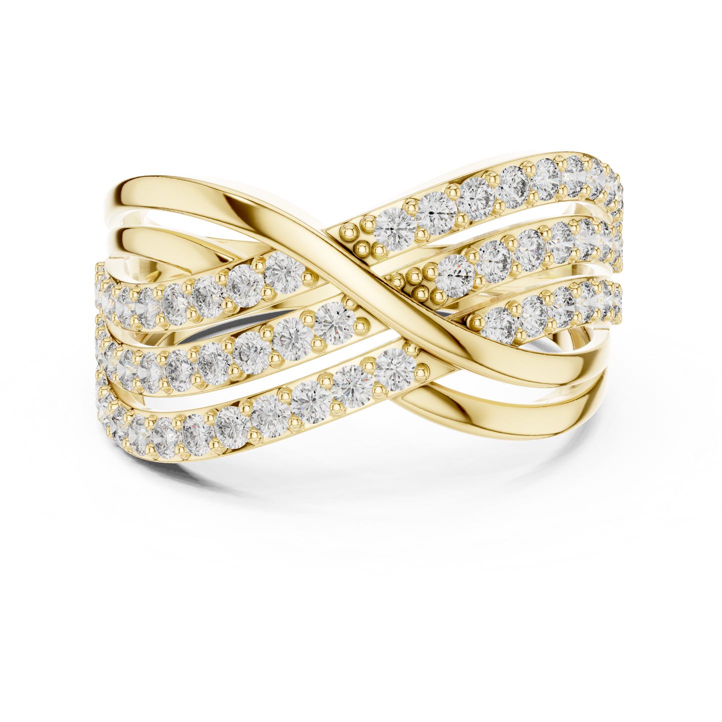 0.78ctw Round Diamond Multi-Row Infinity Criss-Cross Ring - Solid Gold