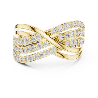 0.78ctw Round Diamond Multi-Row Infinity Criss-Cross Ring - Solid Gold