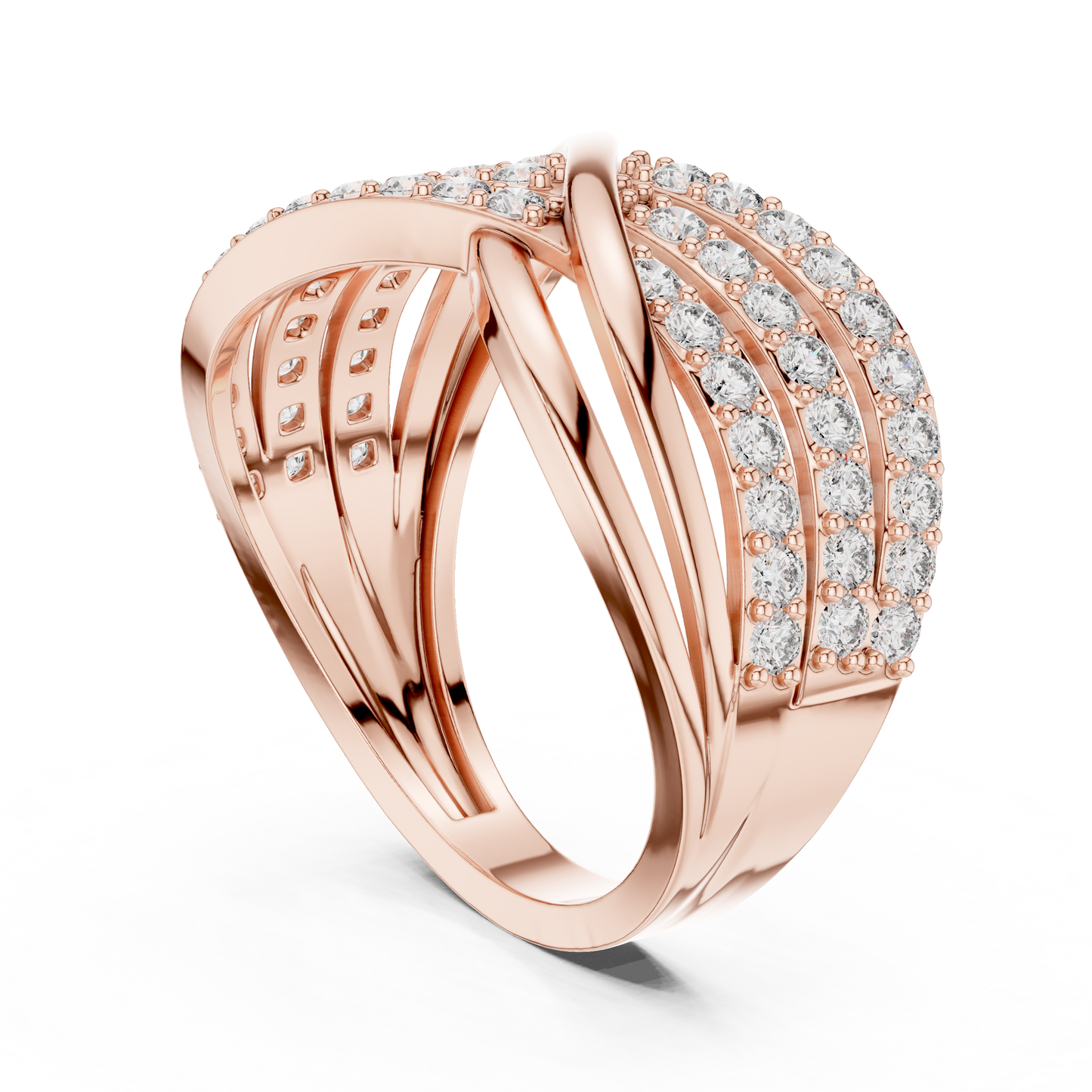 0.78ctw Round Diamond Multi-Row Infinity Criss-Cross Ring - Solid Gold
