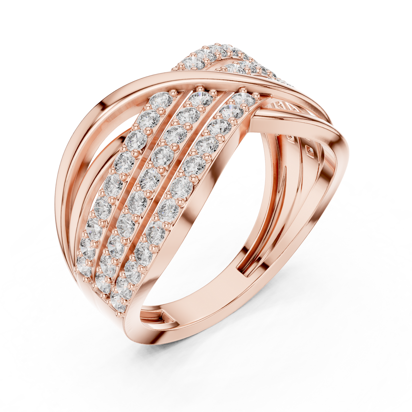 0.78ctw Round Diamond Multi-Row Infinity Criss-Cross Ring - Solid Gold
