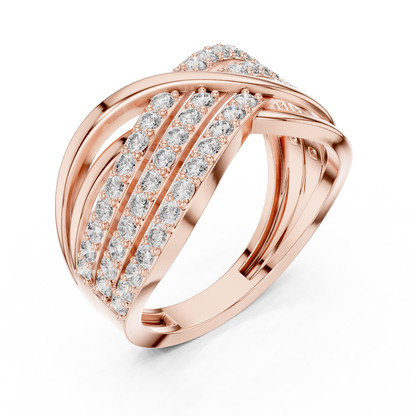 0.78ctw Round Diamond Multi-Row Infinity Criss-Cross Ring - Solid Gold