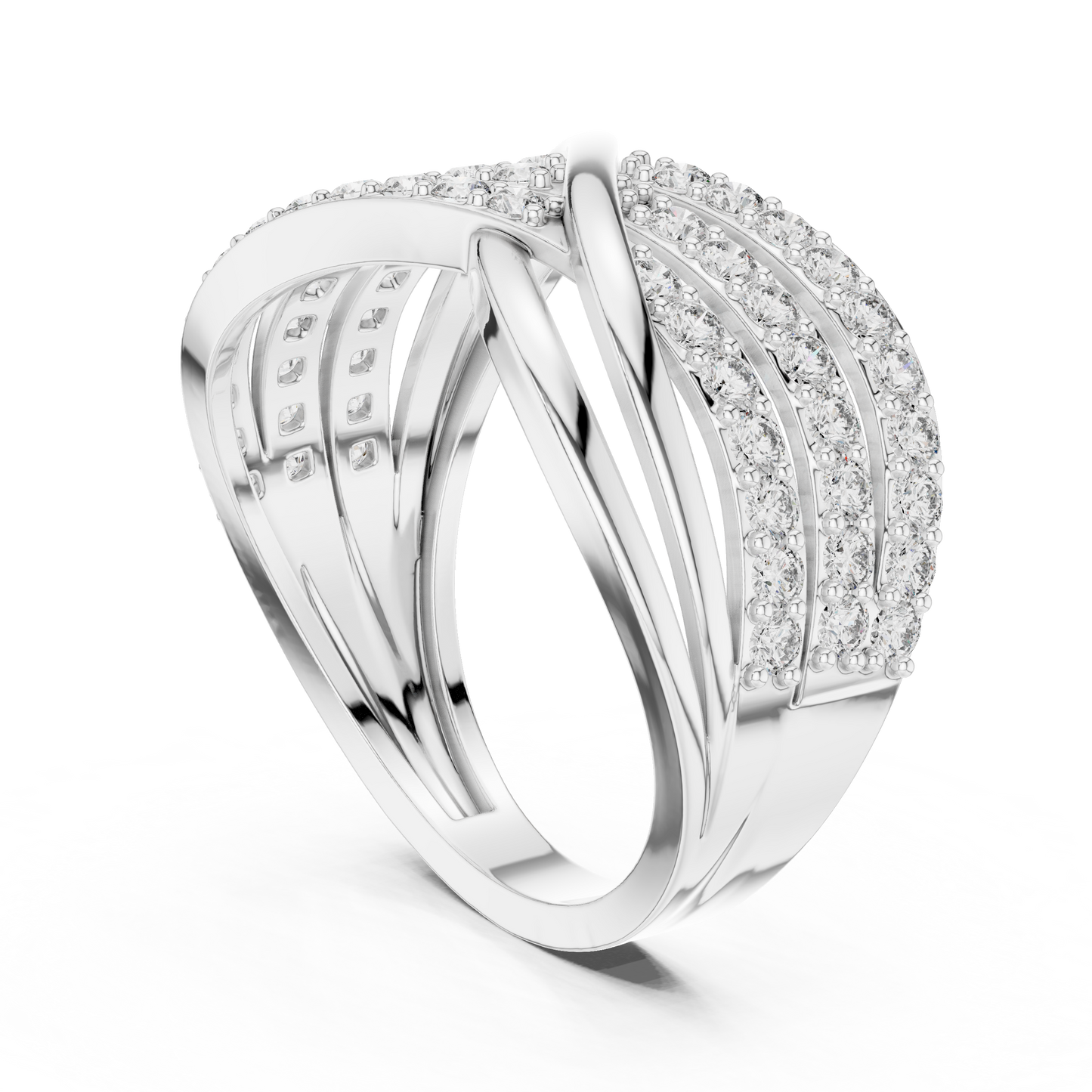 0.78ctw Round Diamond Multi-Row Infinity Criss-Cross Ring - Solid Gold