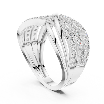 0.78ctw Round Diamond Multi-Row Infinity Criss-Cross Ring - Solid Gold