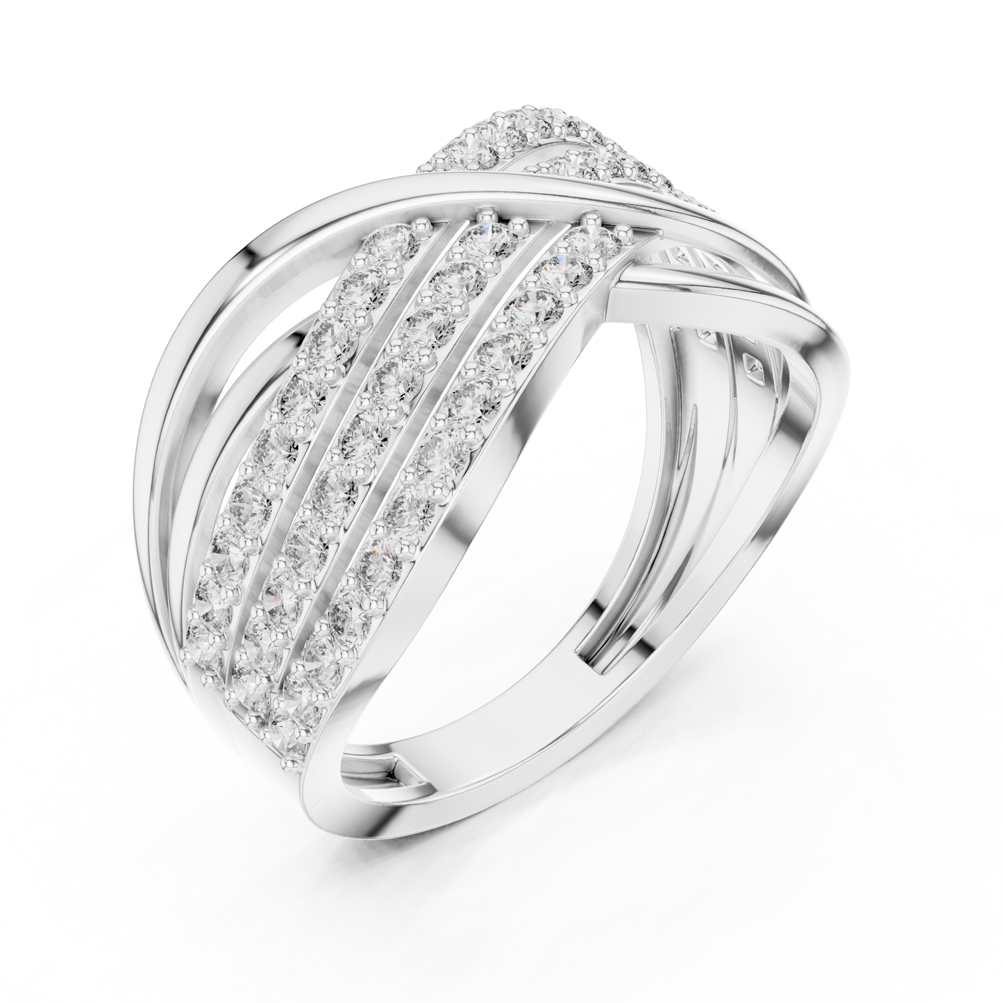 0.78ctw Round Diamond Multi-Row Infinity Criss-Cross Ring - Solid Gold