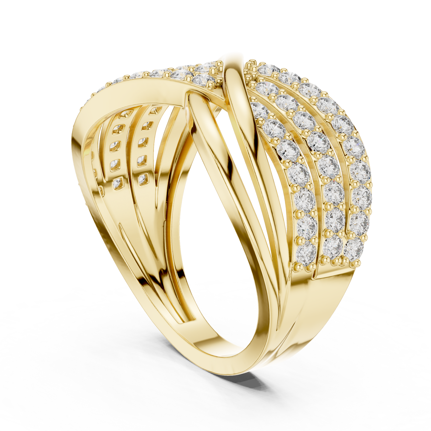 0.78ctw Round Diamond Multi-Row Infinity Criss-Cross Ring - Solid Gold