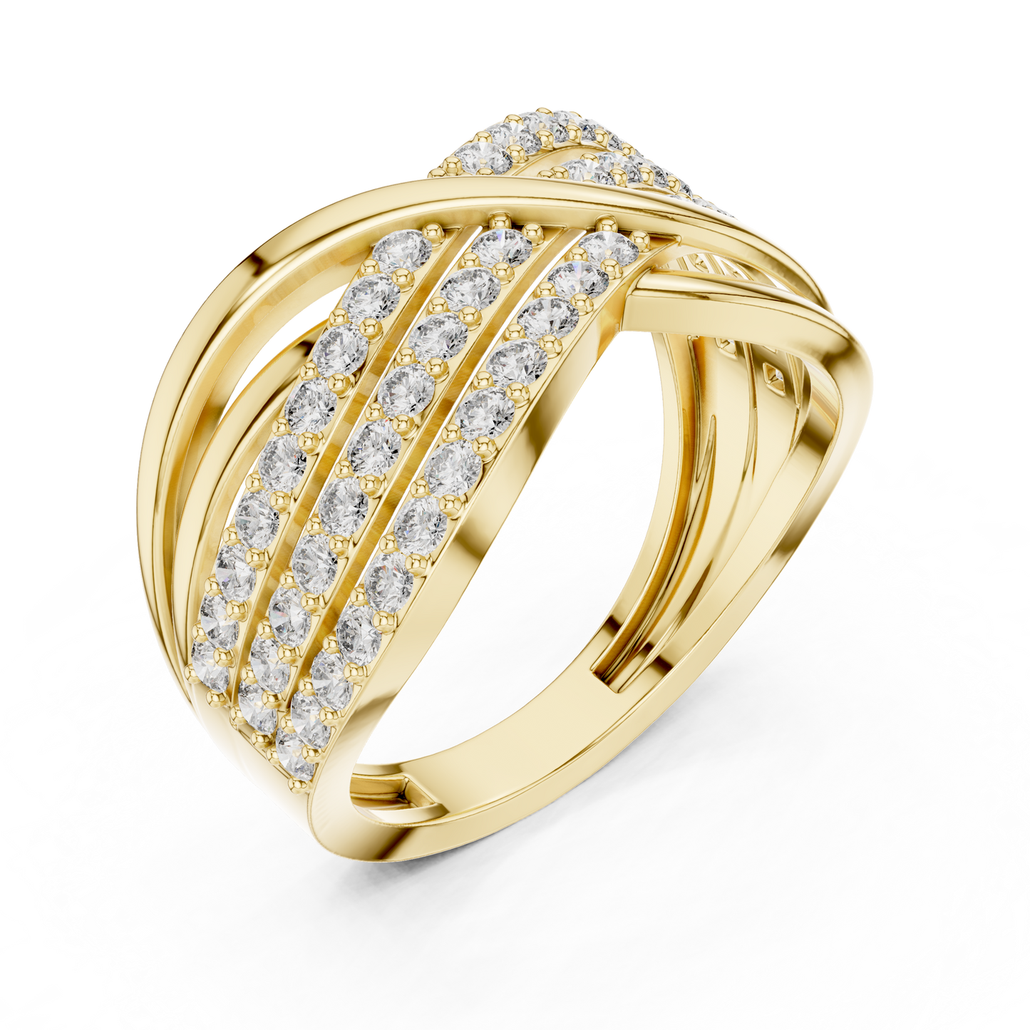 0.78ctw Round Diamond Multi-Row Infinity Criss-Cross Ring - Solid Gold
