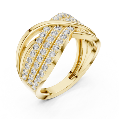 0.78ctw Round Diamond Multi-Row Infinity Criss-Cross Ring - Solid Gold
