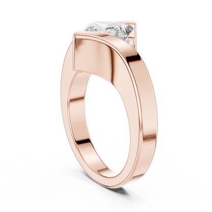 2ctw Princess Cut Diamond Bypass Solitaire Ring - Solid Gold