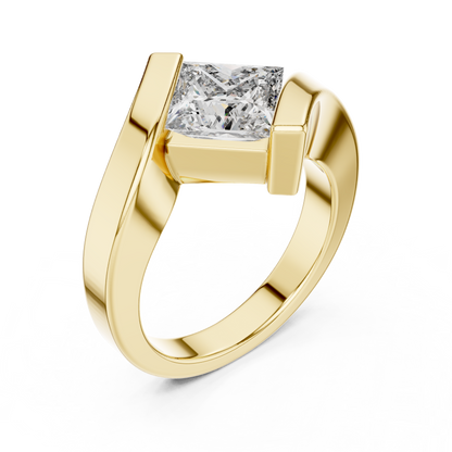 2ctw Princess Cut Diamond Bypass Solitaire Ring - Solid Gold