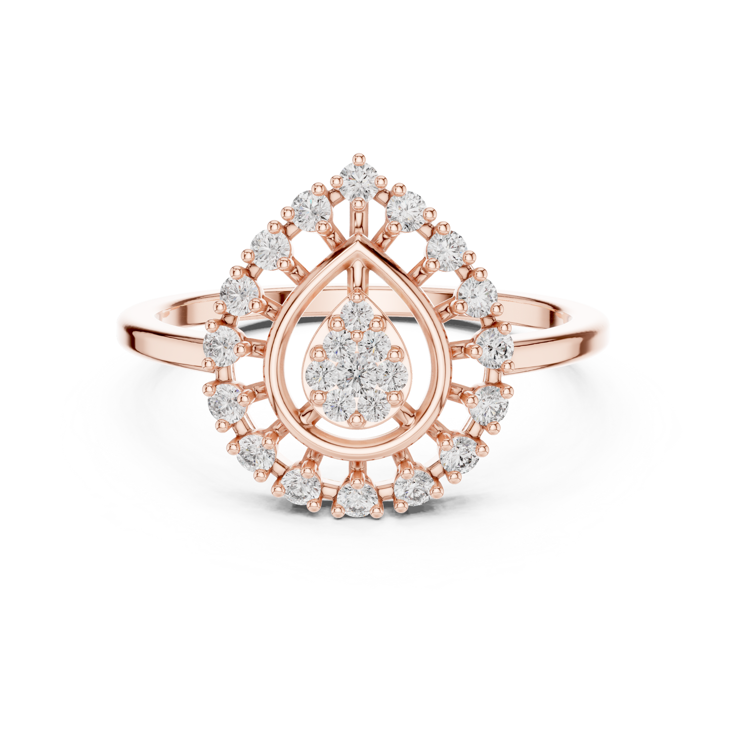 0.23ctw Round Diamond Cluster Vintage Lace Statement Ring - Solid Gold