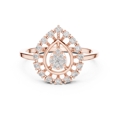 0.23ctw Round Diamond Cluster Vintage Lace Statement Ring - Solid Gold