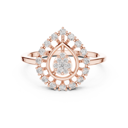 0.23 Carat Round Diamond Cluster Vintage Lace Statement Ring - Solid Gold