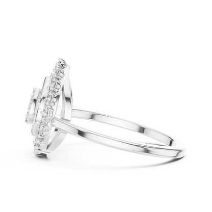 0.23ctw Round Diamond Cluster Vintage Lace Statement Ring - Solid Gold