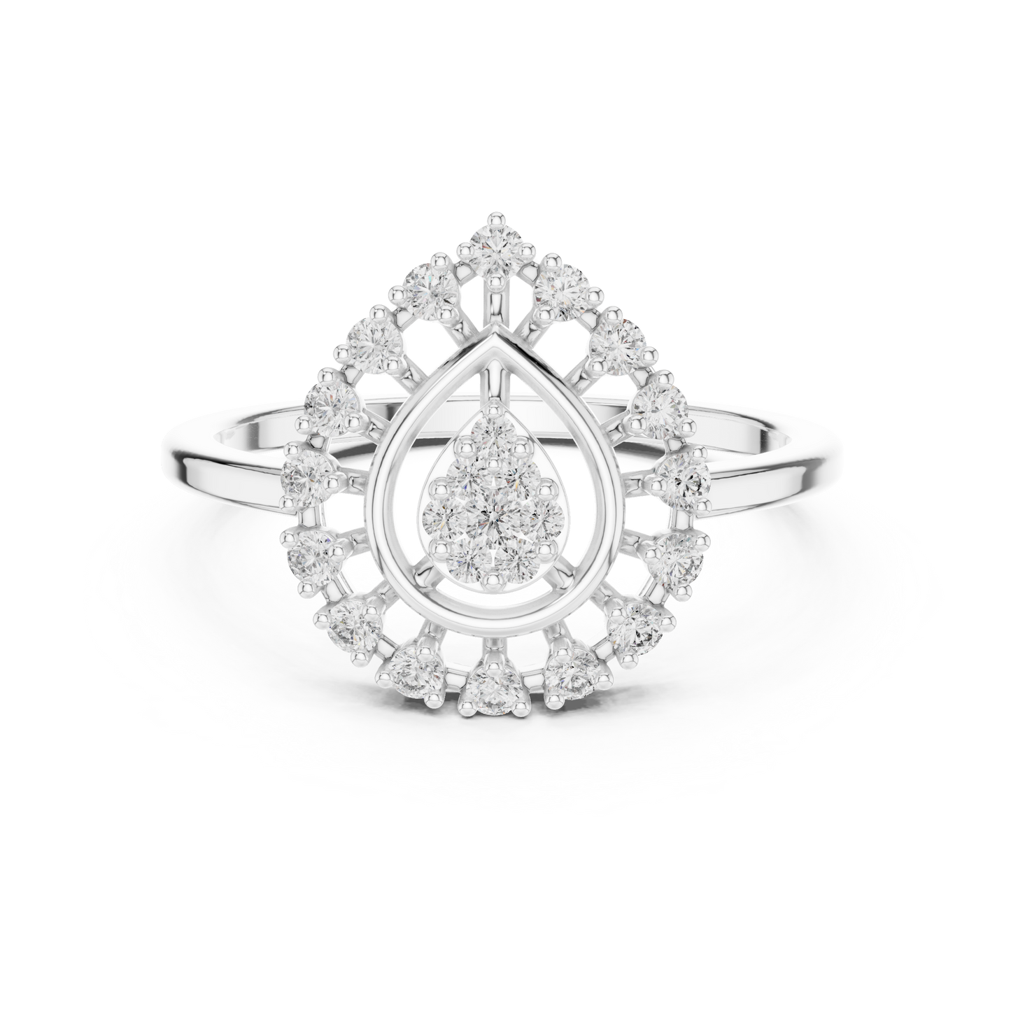 0.23ctw Round Diamond Cluster Vintage Lace Statement Ring - Solid Gold