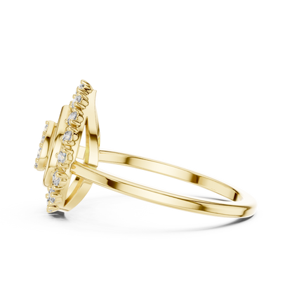 0.23ctw Round Diamond Cluster Vintage Lace Statement Ring - Solid Gold