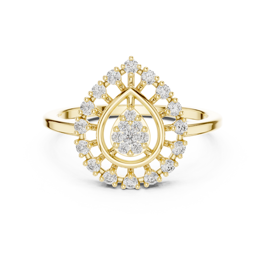 0.23 Carat Round Diamond Cluster Vintage Lace Statement Ring - Solid Gold