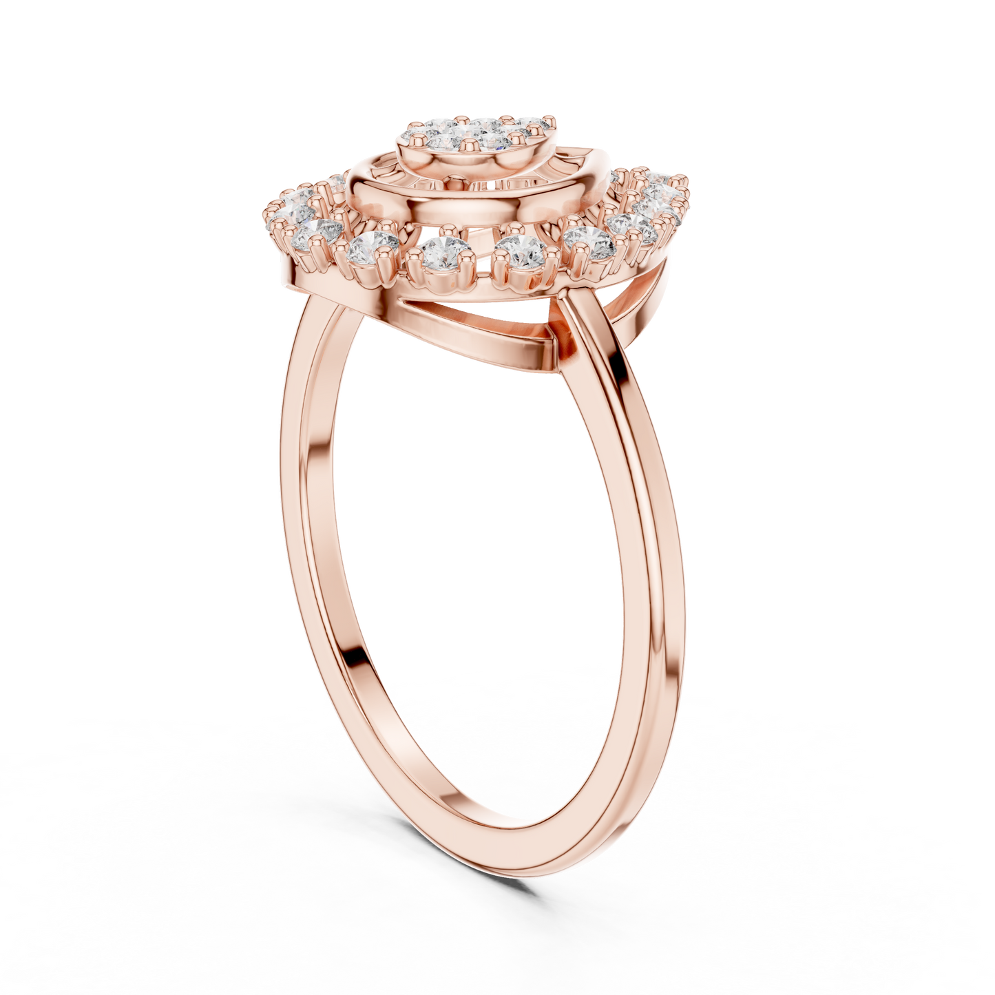 0.23ctw Round Diamond Cluster Vintage Lace Statement Ring - Solid Gold