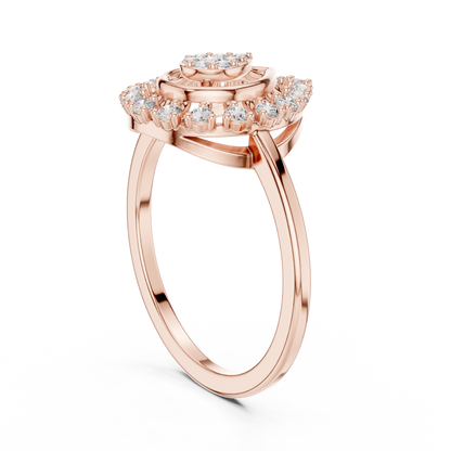 0.23ctw Round Diamond Cluster Vintage Lace Statement Ring - Solid Gold