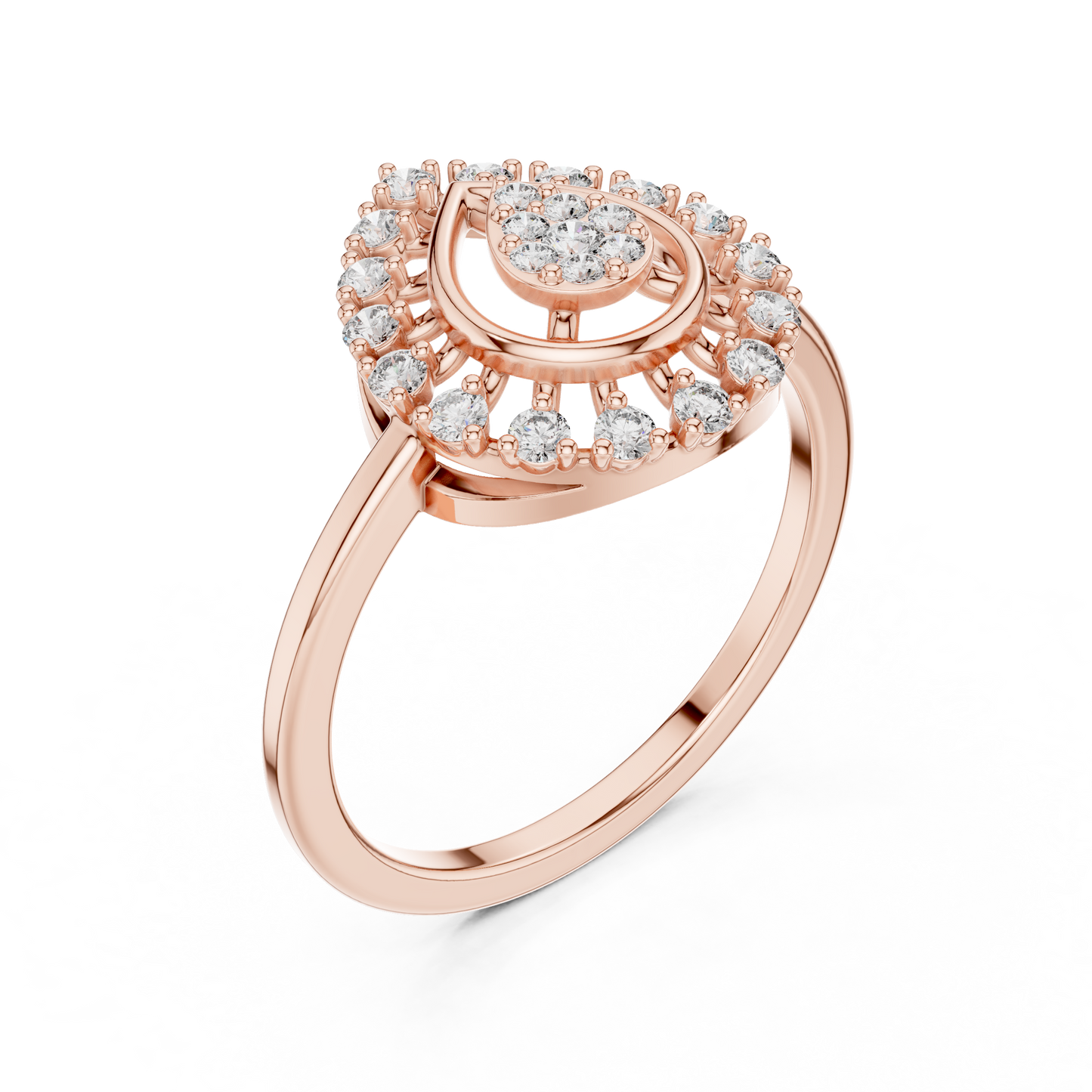 0.23ctw Round Diamond Cluster Vintage Lace Statement Ring - Solid Gold