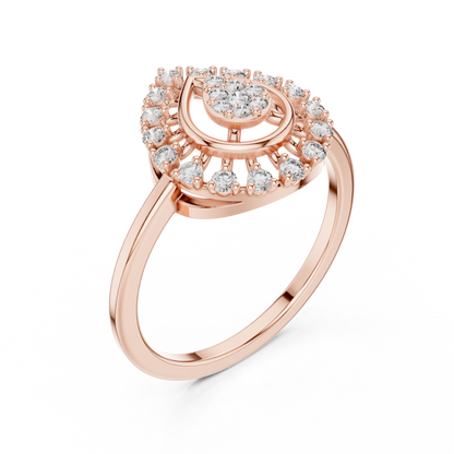 0.23ctw Round Diamond Cluster Vintage Lace Statement Ring - Solid Gold