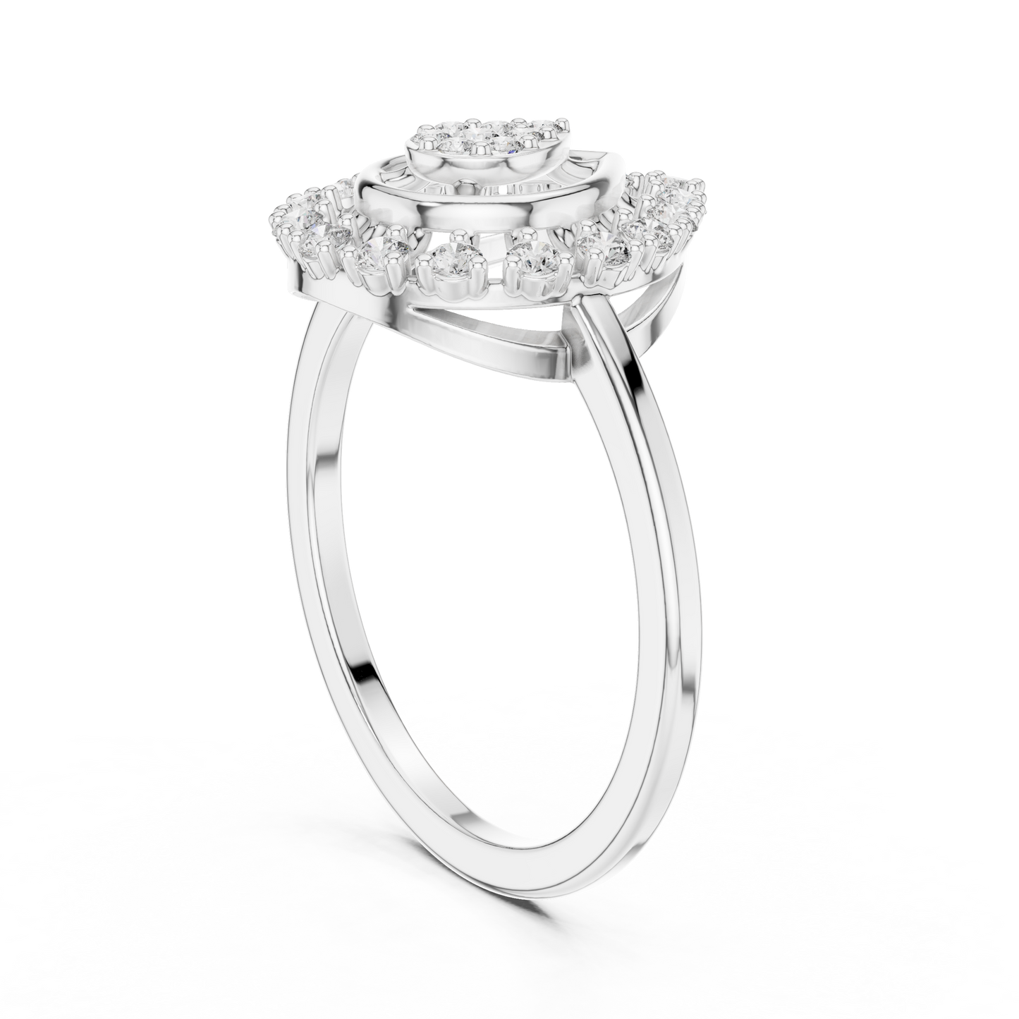 0.23ctw Round Diamond Cluster Vintage Lace Statement Ring - Solid Gold