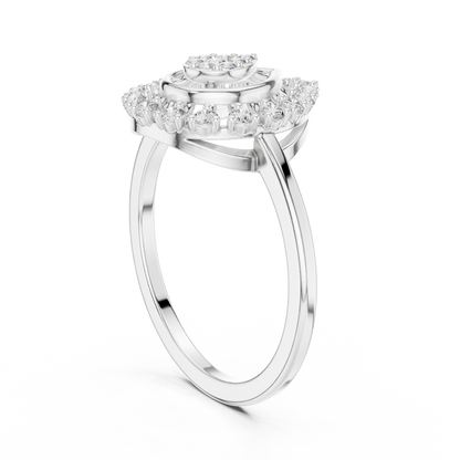 0.23ctw Round Diamond Cluster Vintage Lace Statement Ring - Solid Gold