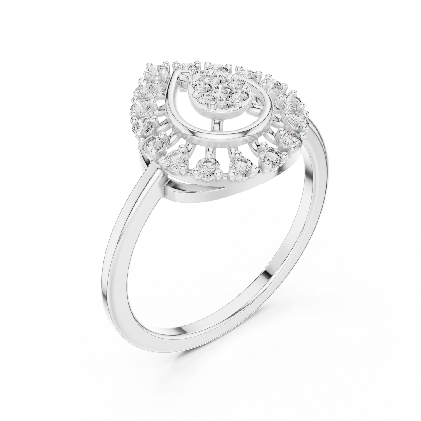 0.23ctw Round Diamond Cluster Vintage Lace Statement Ring - Solid Gold