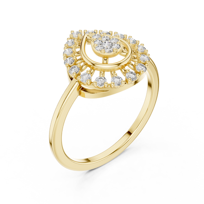 0.23ctw Round Diamond Cluster Vintage Lace Statement Ring - Solid Gold