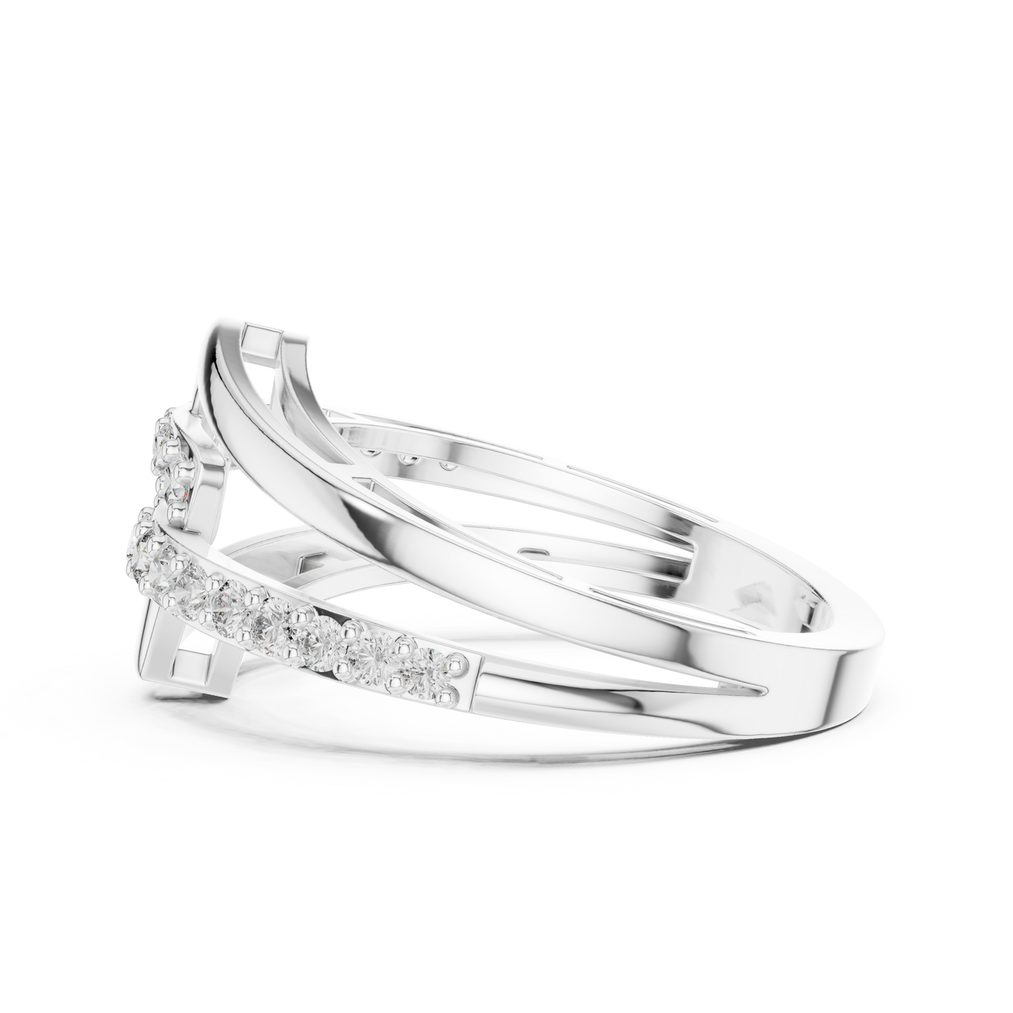 Modern Interlocking Geometric Diamond Ring in White Gold- 0.34CTW