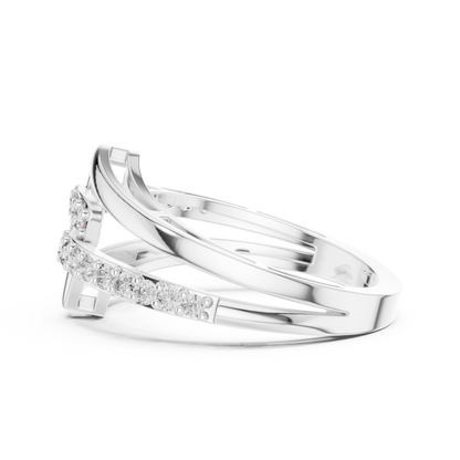 Modern Interlocking Geometric Diamond Ring in White Gold- 0.34CTW