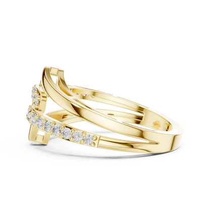 Modern Interlocking Geometric Diamond Ring in White Gold- 0.34CTW