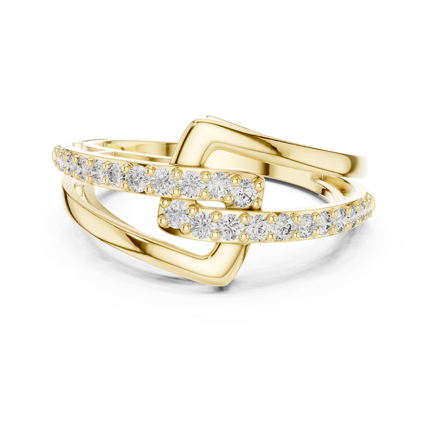Modern Interlocking Geometric Diamond Ring in White Gold- 0.34CTW