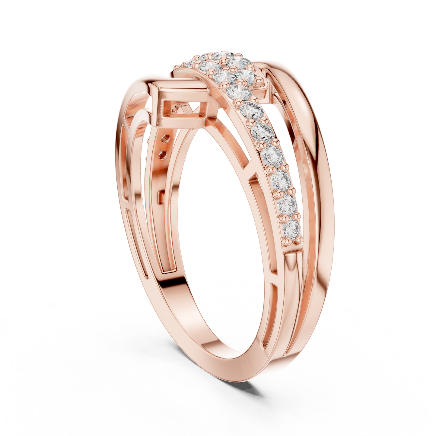 Modern Interlocking Geometric Diamond Ring in White Gold- 0.34CTW