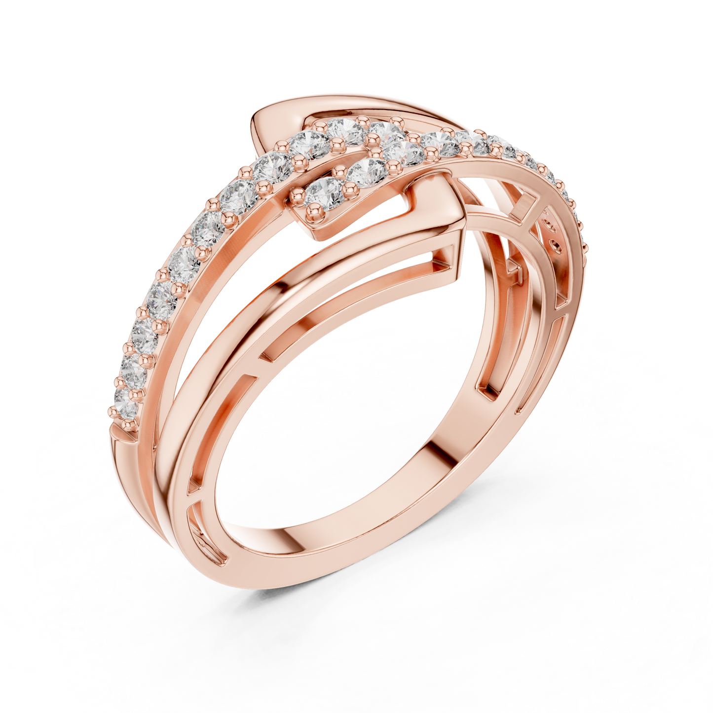 Modern Interlocking Geometric Diamond Ring in White Gold- 0.34CTW