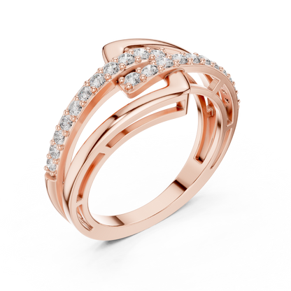 Modern Interlocking Geometric Diamond Ring in White Gold- 0.34CTW