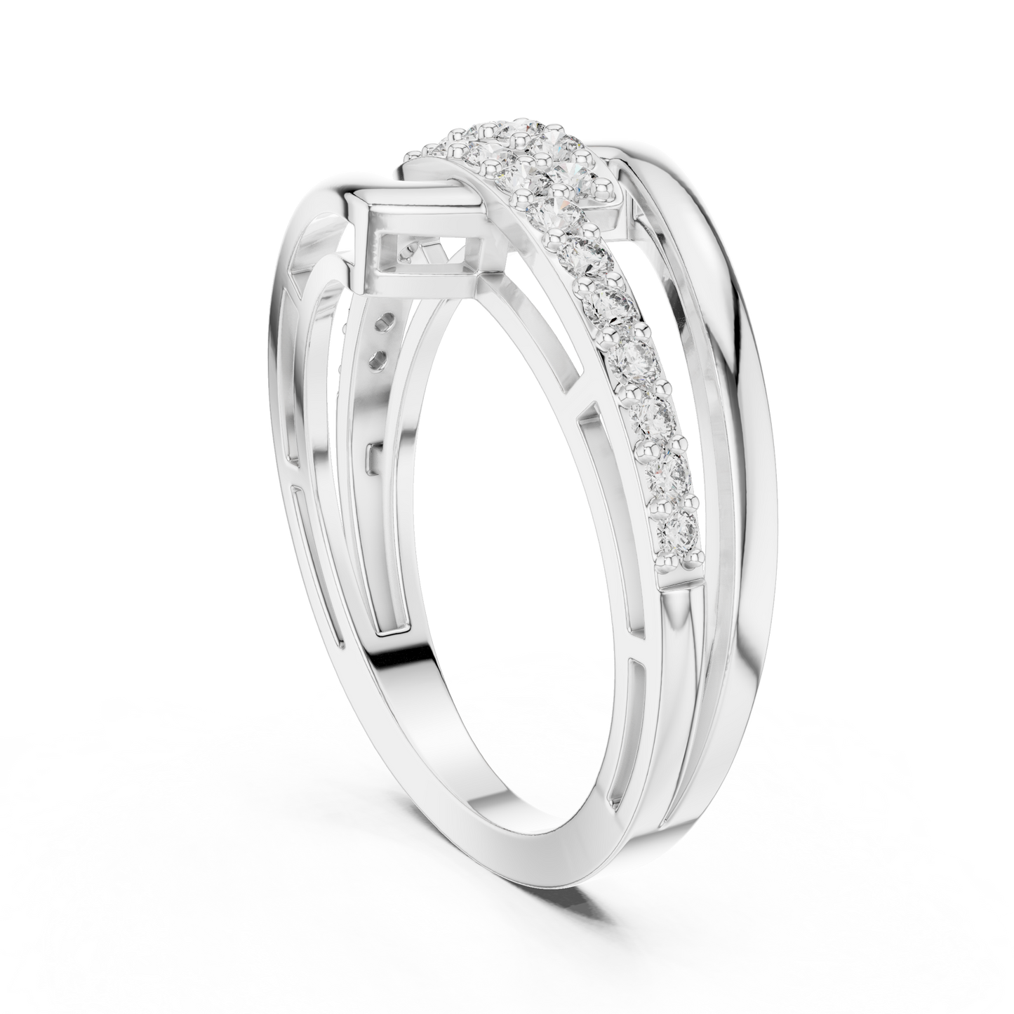 Modern Interlocking Geometric Diamond Ring in White Gold- 0.34CTW