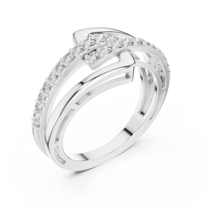 Modern Interlocking Geometric Diamond Ring in White Gold- 0.34CTW
